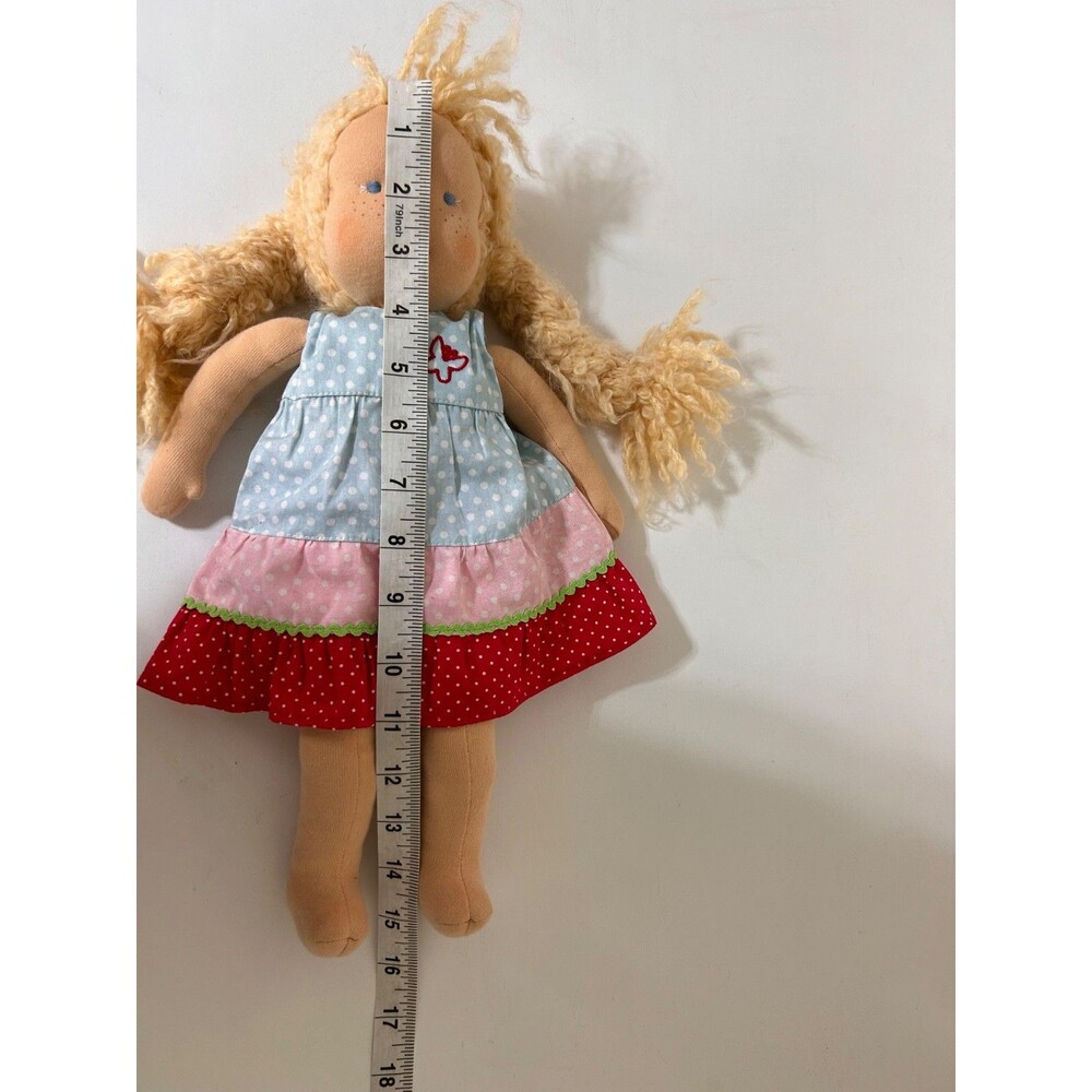 Kathe Kruse Germany Waldorf Doll Tolipar Sheep Stuffing Mohair Blonde Hair 15in - Picture 5 of 11